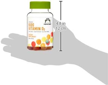 Amazon Brand - Mama Bear Organic Kids Vitamin D3 25 mcg (1000 IU) Gummies per serving, Bone and Immune Health, Strawberry, 80 Count