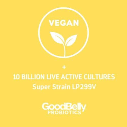 GoodBelly® Probiotic Supplement for Digestive Health & Iron Absorption- Includes 10 Billion Live & Active Cultures of Lactobacillus Plantarum - Vegan Probiotic (30 Capsules per Bottle)