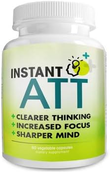 InstantATT - 7-in-1 Caffeine Free Nootropic All-Natural Brain, Focus, Memory Supplement (60 Capsules)