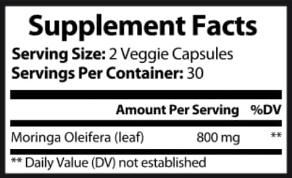 100% Pure Moringa 800mg - 60 Capsules - Dietary Supplement for Brighter Mood, Enhanced Concentration, and Fortified Memory - with Vitamins, Minerals, and Nourishing Nutrients