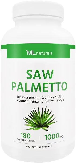 Saw Palmetto 1000 mg 180 Vegetable Capsules. Premium Quality 4:1 Extract. Prostate, Urinary Health, Hair Growth, and Help Prevent Hair Loss.