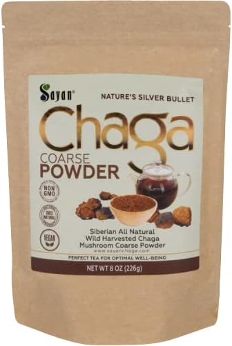 Sayan Siberian Raw Ground Chaga Powder 8 Oz (226g) - Wild Forest Mushroom Tea, Powerful Adaptogen Antioxidant Supplement, Support for Immune System & Digestive Health