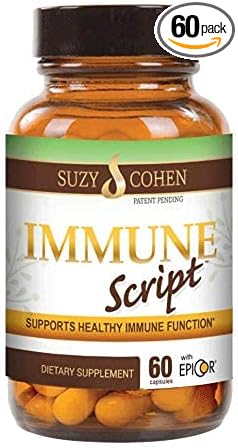 Immune Script with EpiCor for Seasonal Immune, Gut and Respiratory Support - Contains Andrographis, Skullcap, Resveratrol, Olive Leaf Extract, Supports Refreshing Sleep - 60 Capsules