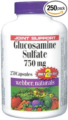 Webber Naturals Glucosamine Sulfate Extra Strength Capsules, 750mg 250 Caps