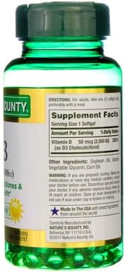 Nature's Bounty Vitamin D3 2000 IU Softgels 150 ea