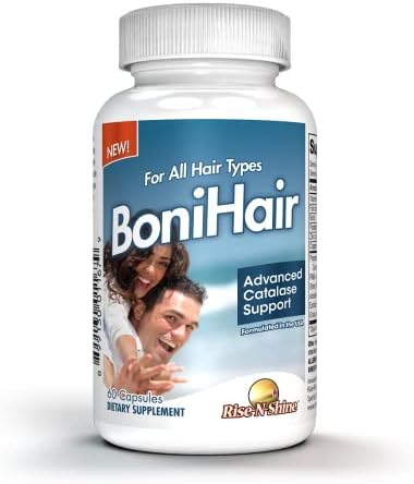 BoniHair Catalase Supplement for Vibrant, Youthful Hair Support - 10,000 IU Catalase with Saw Palmetto, Biotin, Fo-Ti, PABA - 180 Capsules - Pack of 3 (90-Day Supply)