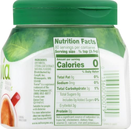 Truvia Original Calorie-Free Sweetener from the Stevia Leaf Spoonable (9.8 Ounce Stevia Jar) (Pack of 4)