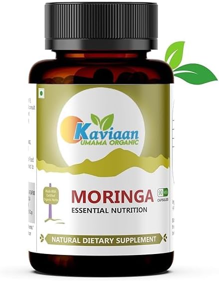 Organic Moringa Capsules - Pure Moringa Leaf Powder for Energy, Metabolism, and Immune Support (90 Capsules)