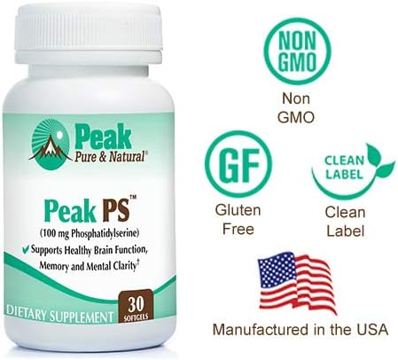 Peak Pure & Natural “Peak PS” Phosphatidylserine Brain Health Supplement - Soy-Free Nootropic for Memory Health - Supplement for Brain Health - 30 Count 100mg Softgels