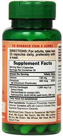 Puritan's Pride Garcinia Cambogia Vegetable Capsules, 1000mg, 60 Count