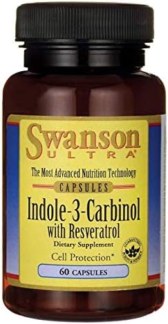 Swanson Indole-3-Carbinol with Resveratrol - I3C Supplement Promoting Cellular Protection - Natural Supplement to Help Maintain Healthy Hormone Balance - (60 Capsules, 200mg Each) 2 Pack