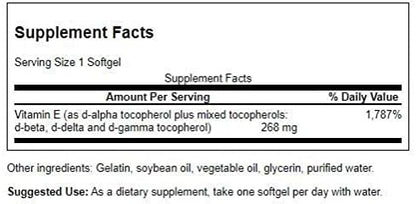 Swanson E-400 Mixed Tocopherols 400 Iu (268 mg) 250 Sgels 4 Pack