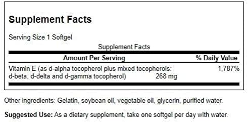 Swanson E-400 Mixed Tocopherols 400 Iu (268 mg) 250 Sgels 3 Pack