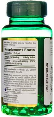 Nature's Bounty Vitamin D3 2000 IU Softgels 150 ea