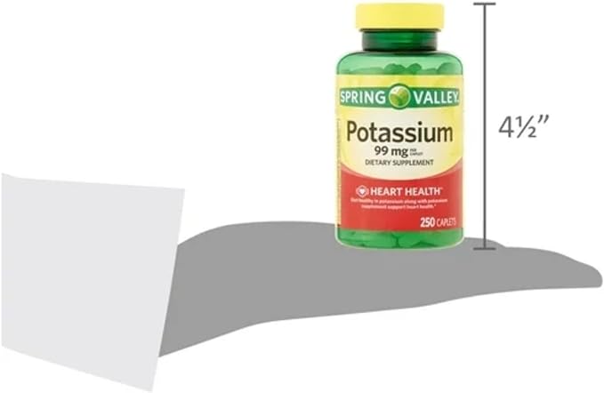 Spring Valley Potassium 99 mg, 250 Count + STS Sticker.