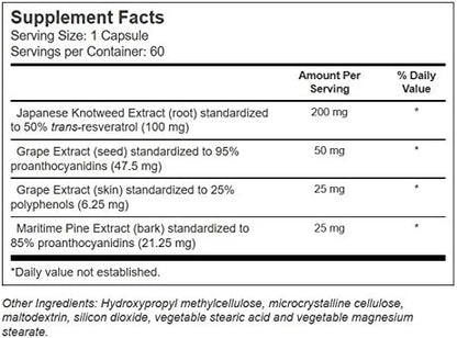 Vitacost Trans-Resveratrol Plus -- 60 Vegetarian Capsules