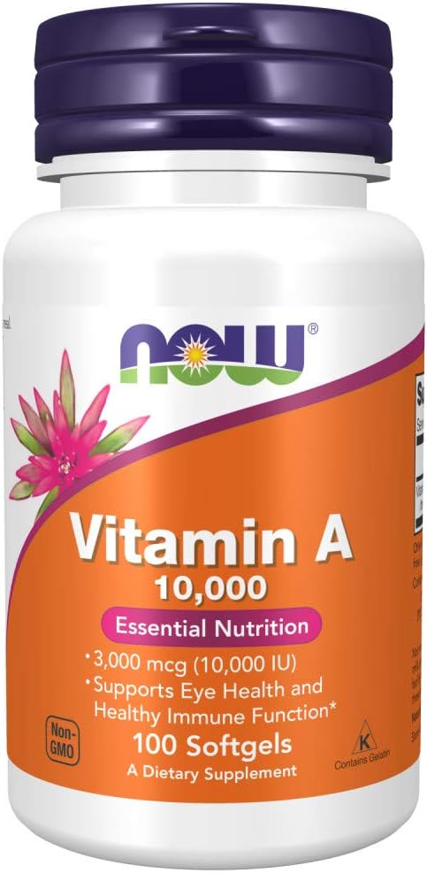 NOW Supplements, Vitamin A 10,000 IU, Eye Health*, Essential Nutrition, 100 Softgels