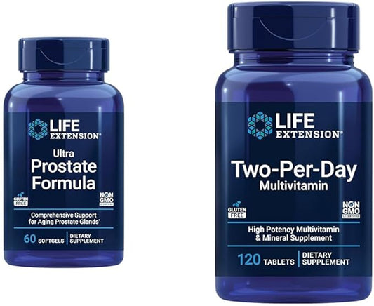 Life Extension Ultra Prostate Formula, Saw Palmetto for Men, pygeum, stinging Nettle Root, lycopene & Two-Per-Day High Potency Multi-Vitamin & Mineral Supplement - Vitamins, Minerals