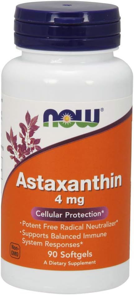 NOW Supplements, Astaxanthin 4 mg derived from Non-GMO Haematococcus Pluvialis Microalgae and has naturally occurring Lutein, Canthaxanthin and Beta-Carotene, 90 Softgels