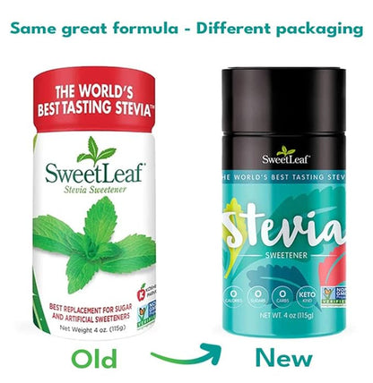 SweetLeaf Stevia Powder Shaker Jar - Stevia Extract Powder, Zero Calories, Zero Sugar, Non-GMO, Gluten-Free, Keto Friendly, Powdered Stevia Shaker - 4 Oz