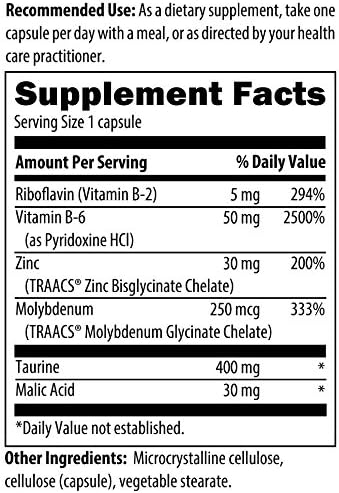 Zinc Plus | 30 mg of Zinc Bis-glycinate Chelate & Riboflavin, Vitamin B6, Molybdenum, Taurine, Malic Acid | Supports Immune Function | 90 Vegetarian Capsules