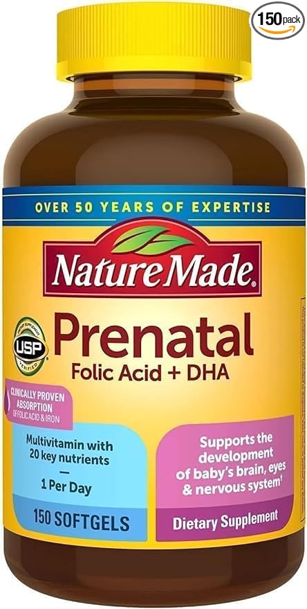 Nature Made Prenatal Multi + DHA, 150 Count Bundle | 150 Days Supply | Prenatal Multi Vitamin and Mineral Supplement | Support The Development of Baby’s Brain, Nervous System, Bones and Eyes