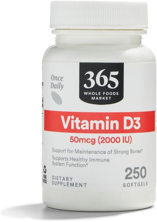 365 by Whole Foods Market, Vitamin D3 2000 IU, 250 Softgels