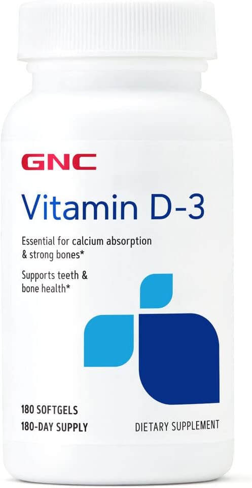 GNC Vitamin D-3-50 mcg - 180 Softgels (180 Servings)