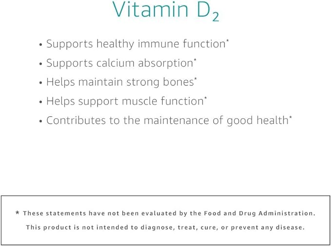 Amazon Elements Vitamin D2 2000 IU, Vegan, 65 Capsules, Supports Strong Bones and Immune Health, 2 month supply (Packaging may vary)