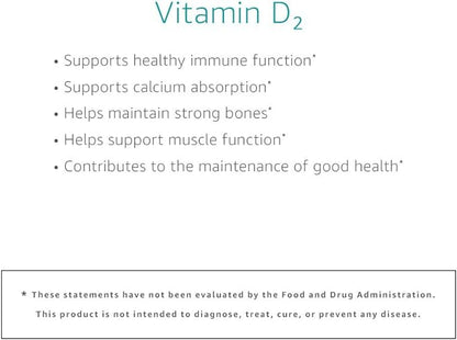 Amazon Elements Vitamin D2 2000 IU, Vegan, 65 Capsules, Supports Strong Bones and Immune Health, 2 month supply (Packaging may vary)