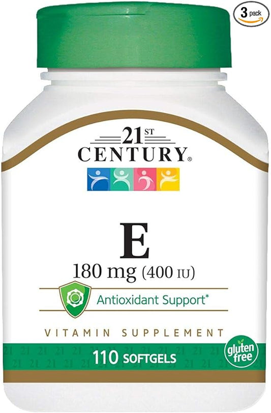 21st Century E 400 I.U. (Dl-Alpha) Softgels, 110 Count (Pack of 3)