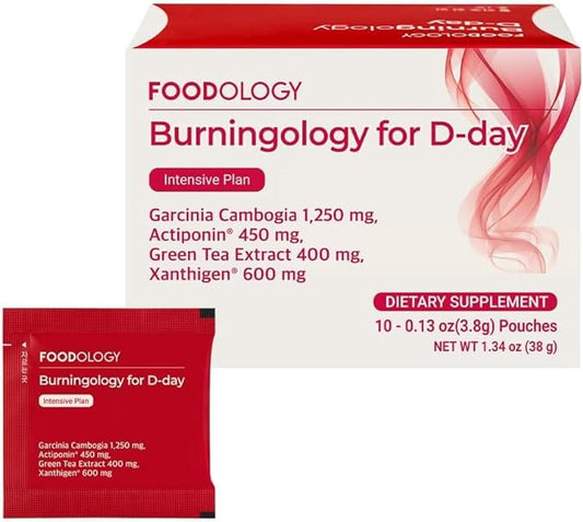 Burningology D-Day (Pack of 1, 10 Days) - Jiaogulan, Wakame Complex, Green Tea Extract, Garcinia Cambogia Supplement.