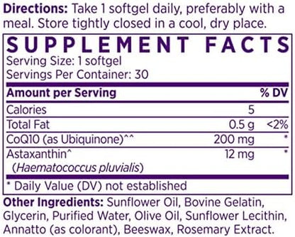 NAOMI Extra Strength Astaxanthin + CoQ10, Fat-Soluble Antioxidants, Cardiovascular Support, Increased Energy, Immune and Cognitive Function, Restore Depleted CoQ10, High Absorption, 30-Day Supply