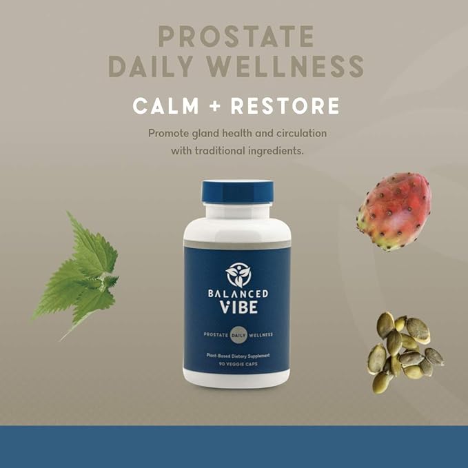 Prostate for Less Day & Night “Gotta go” interruptions; Organic Master Blend of 11 Herbs & Minerals w/Saw Palmetto, Pumpkin Seed, Beta-Sitosterol, Zinc; 90 Smoothie-Friendly caps