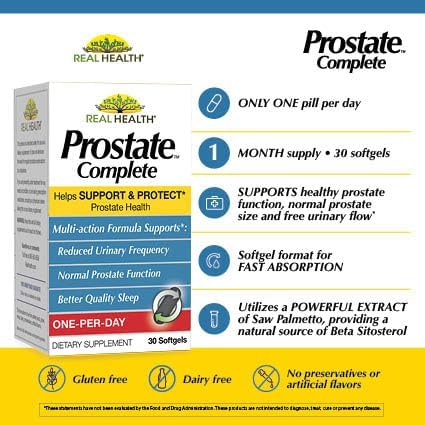 Real Health Prostate Complete - Prostate Supplements for Men, Prostate Health, Prostate Relief, Saw Palmetto for Men, Prostate Formula - 30 Count