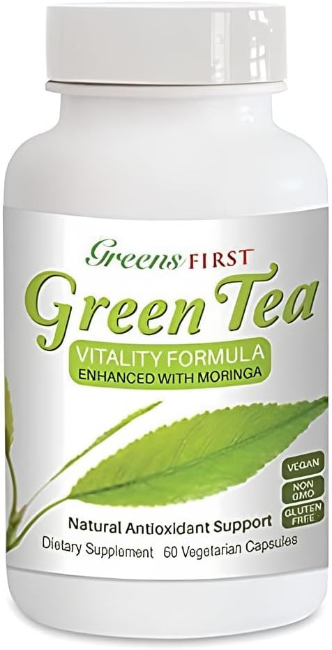 Greens First Green Tea Vitality Formula Enhanced with Moringa 60 Veggie Caps