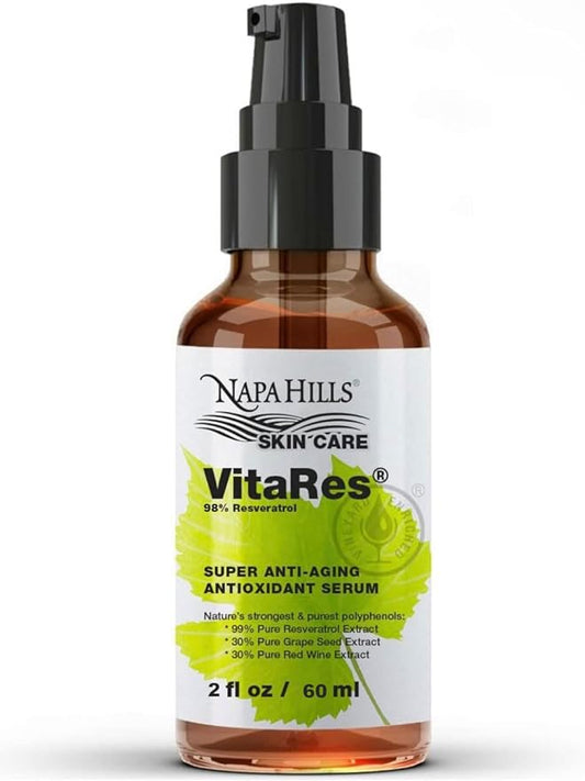 Liquid VitaRes Resveratrol Drops Skincare - Super Concentrated, Natural, Superior Bioavailability - Grape Skin, Grape Seed, Resveratrol (2 Fl Oz, 98% Strength)