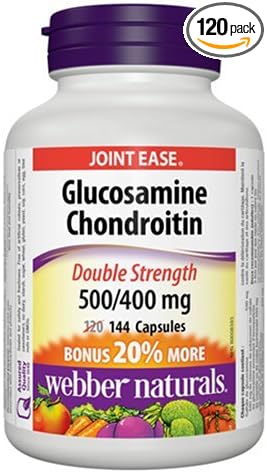 Webber Naturals Bouns Size Glucosamine & Chondroitin, Double Strength, 900 Mg, 120+24 Caps