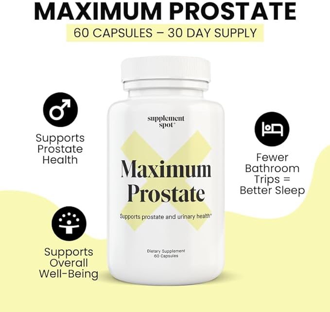 Maximum Prostate Supplements for Men – 600 mg Beta Sitosterol & 100 mg DIM Supplement Per Serving – Prostate Health Supplements for Men for Prostate Support & Bladder Control (60 Caps)