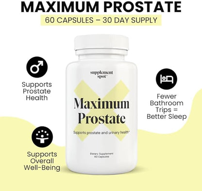 Maximum Prostate Supplements for Men – 600 mg Beta Sitosterol & 100 mg DIM Supplement Per Serving – Prostate Health Supplements for Men for Prostate Support & Bladder Control (60 Caps)