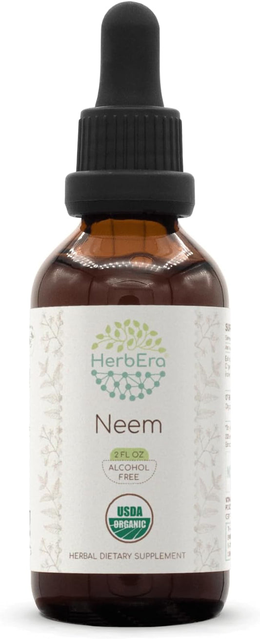 Neem B60 Alcohol-Free Herbal Extract Tincture, Concentrated Liquid Drops Natural USDA Organic (Azadirachta Indica) Dried Leaf (2 fl oz)