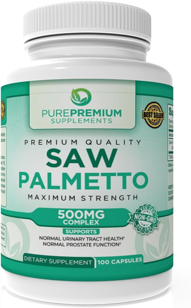 Premium Saw Palmetto 500 mg for Men & Women – Maximum Strength Saw Palmetto Extract & Powder Capsules Supplement - Support Normal Urinary Tract, Prostate Health & Hair - 3 Months Supply - 100 Tablets