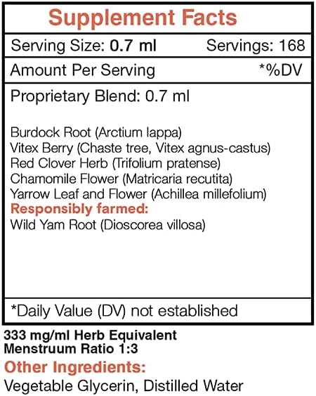 Secrets of the Tribe Breast Fortitude Alcohol-Free Extract, Burdock, Vitex, Wild Yam, Red Clover, Chamomile, Yarrow. Glycerite Tincture Healthy Breast Formula (2x4 fl oz)