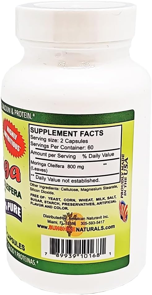 Moringa Dietary Supplement. Immune System Aid. 120 Capsules