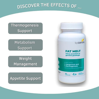 FatMelt for Weight Management Supplement 60 Caps - Weight Support - Metabolism Booster - Energy Boost - Bitter Orange Peel - Garcinia Cambogia