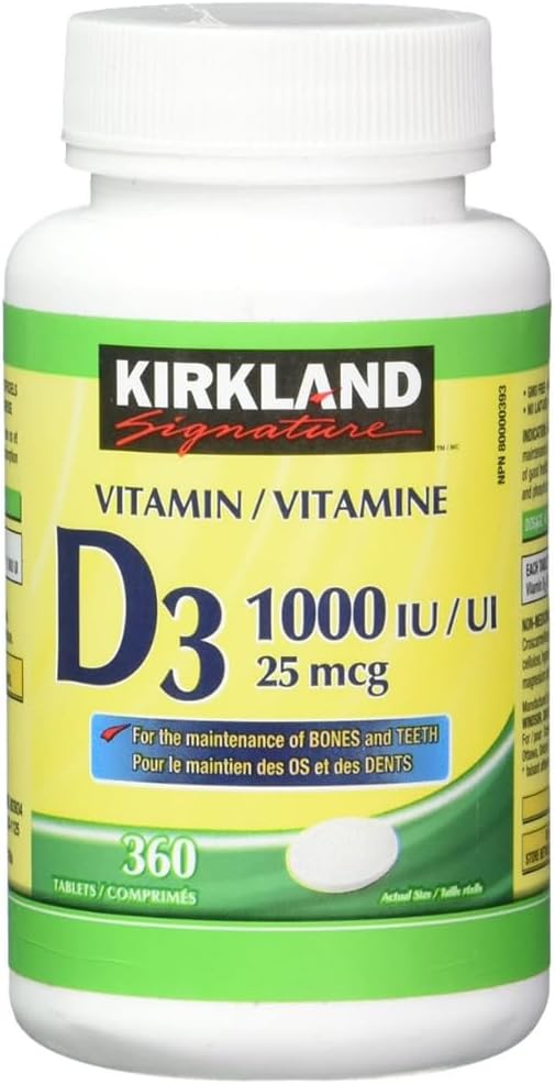 (Twin Pack) 2 x Kirkland Signature Vitamin D3 1000IU/25mcg, 360 tablets