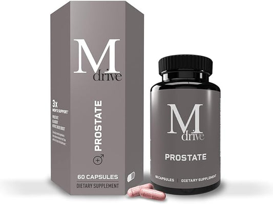 Mdrive Prostate Prostate Support Supplement for Men's Health, Promotes Urinary Tract Health, Supports Normal Flow, Frequency & Bladder Emptying, Flowens Cranberry Extract, S7 N.O. Booster, 60 Capsules