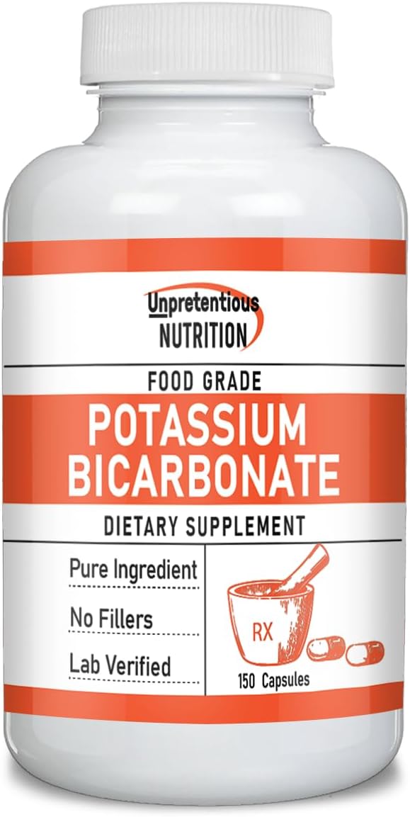 Unpretentious Potassium Bicarbonate (150 Caps), Dietary Supplement, No Fillers, Lab Verified