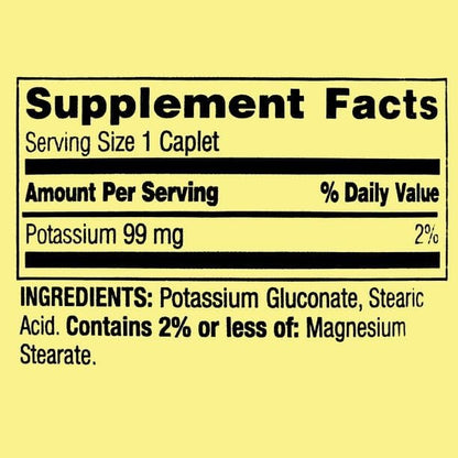 Spring Valley Potassium 99mg - Caplets Suplement, 100ct (Pack of 1), Set with Fusion Shop Store Keychain Portable Travel Case Pills (1)