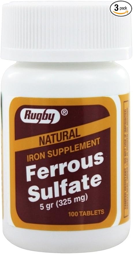 Rugby Ferrous Sulfate 325 MG 100 Count (3 Pack)